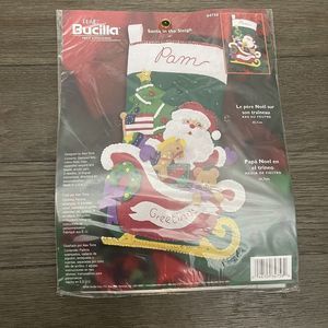 Plaid Bucilla Felt Christmas Stocking Kit Santa In The Sleigh 84758 Craft New